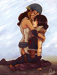 Commission - Isabela and Hawke (Dragon Age) by ShiNaa