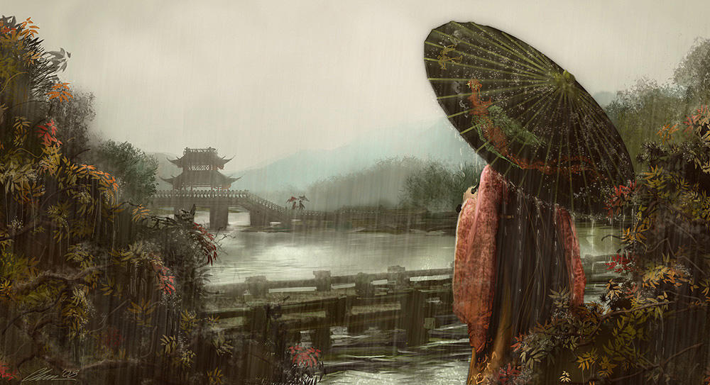 lovers on a bridge by hakubaikou