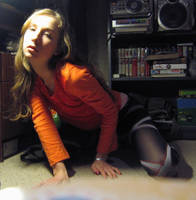 ribboned tights,orange shirt 1 by Lina-Tsu