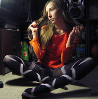 ribboned tights,orange shirt 4 by Lina-Tsu