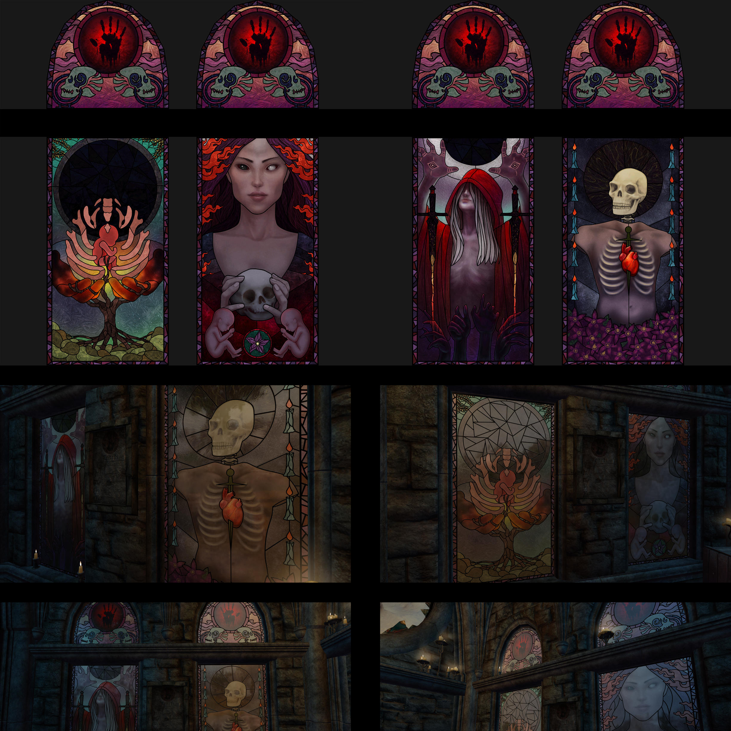 Dark Brotherhood Sanctuary Stained Glass Textures by aluckymuse