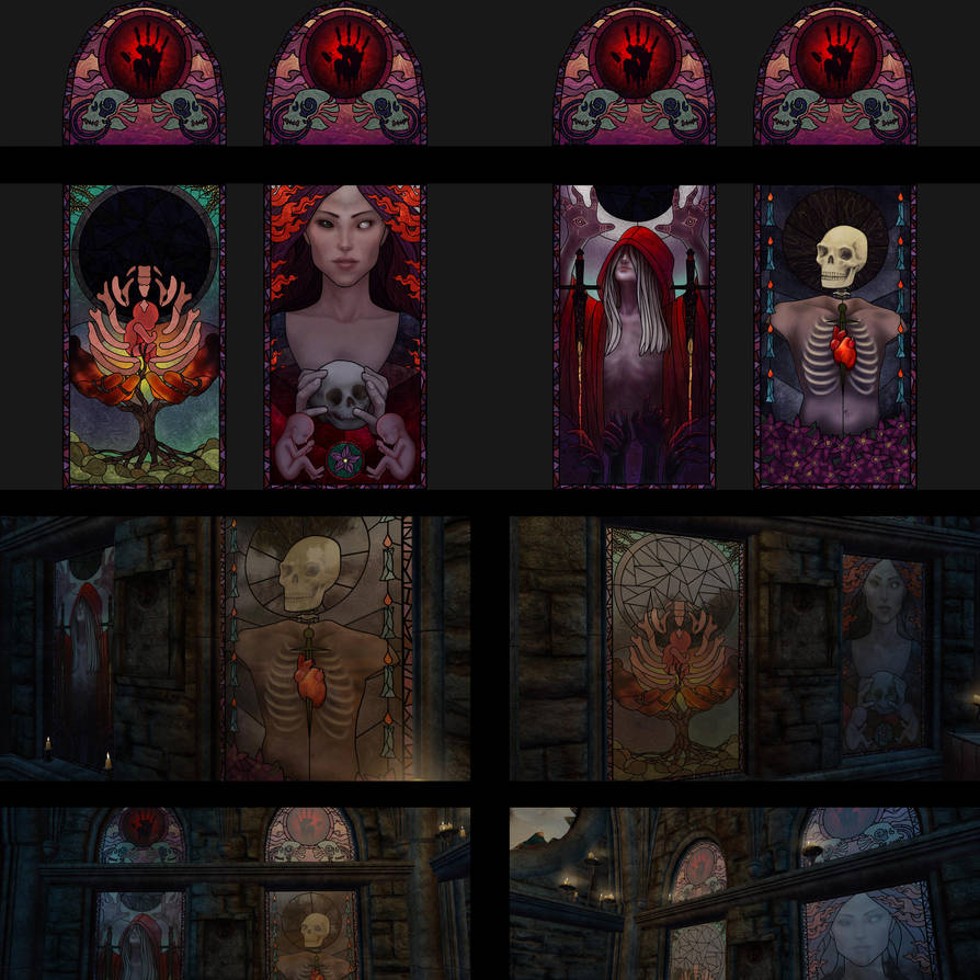 Dark Brotherhood Sanctuary Stained Glass Textures by aluckymuse