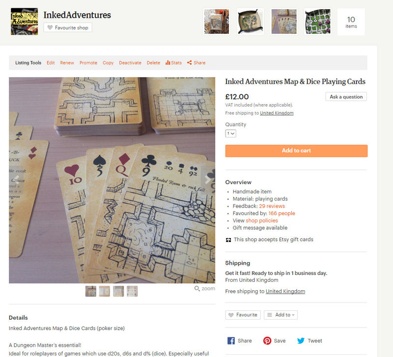Inked Adventures Map n Dice Playing Cards on Etsy by billiambabble