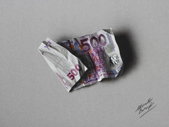 500 euro note DRAWING by Marcello Barenghi by marcellobarenghi