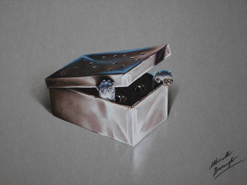 Gizmo the Mogwai in his box Gremlins DRAWING by marcellobarenghi