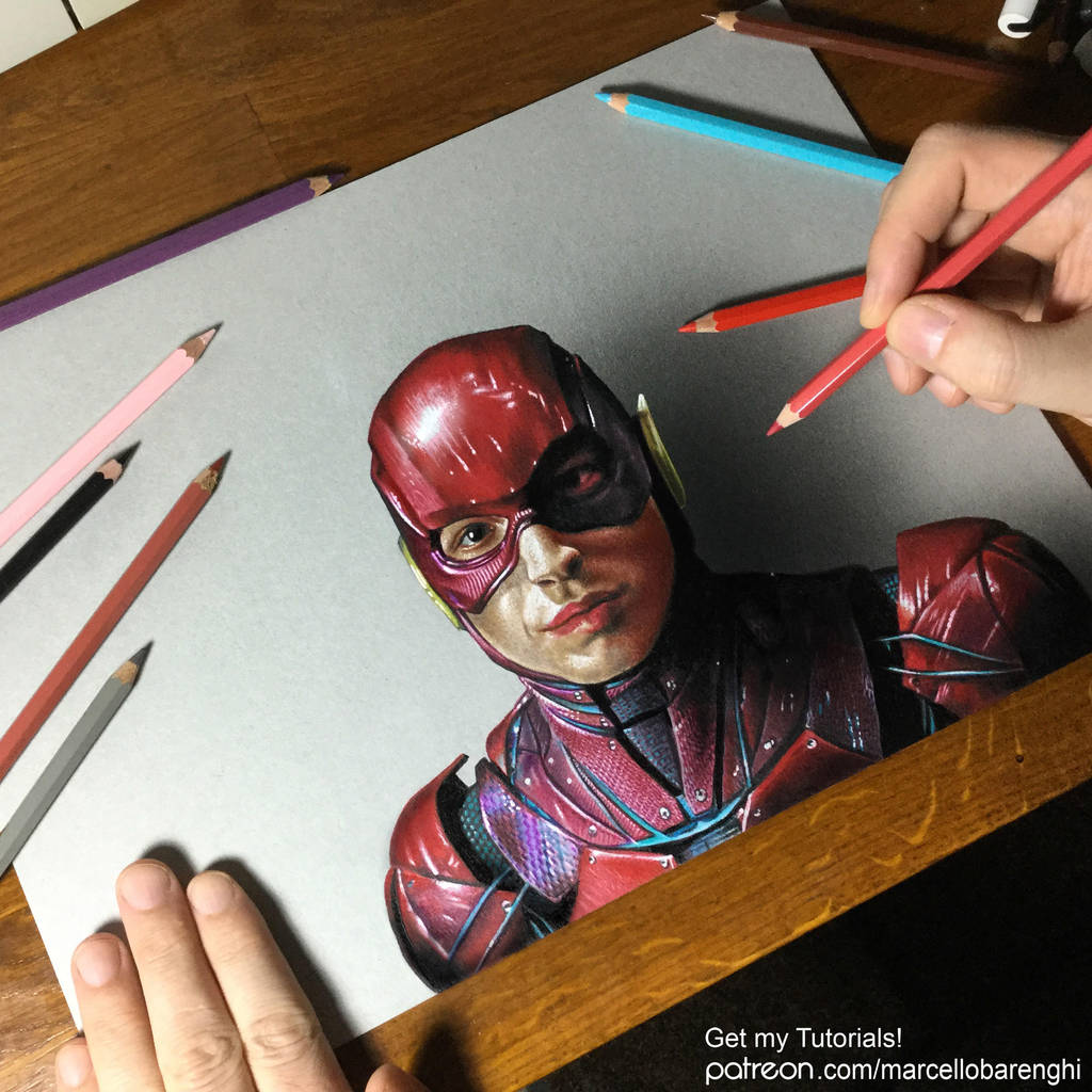 Drawing The Flash Ezra Miller by marcellobarenghi