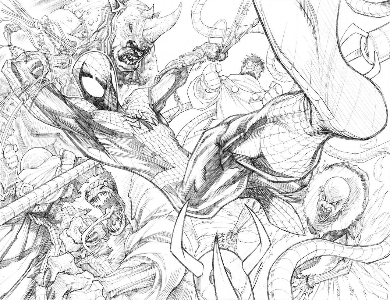 Spiderman vs Enemies by Sandoval-Art