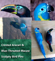 Sculpey Bird Pins by TheMeekWarrior