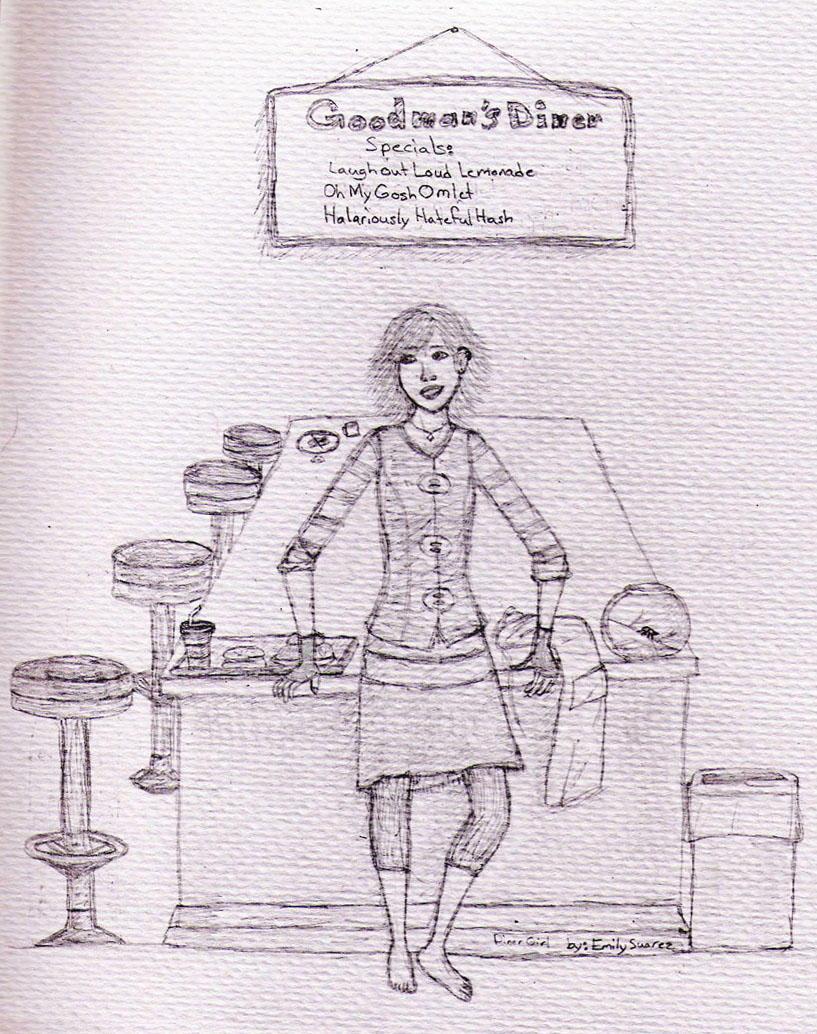 Diner Girl sketchy by TellerofTales