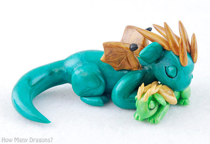 Sleeping Mom and Baby Dragons by HowManyDragons
