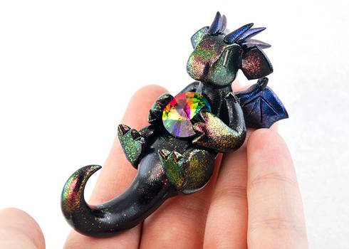 Reclining Black Rainbow Dragon by HowManyDragons