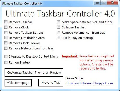 Ultimate Taskbar Controller 4.0 by parassidhu