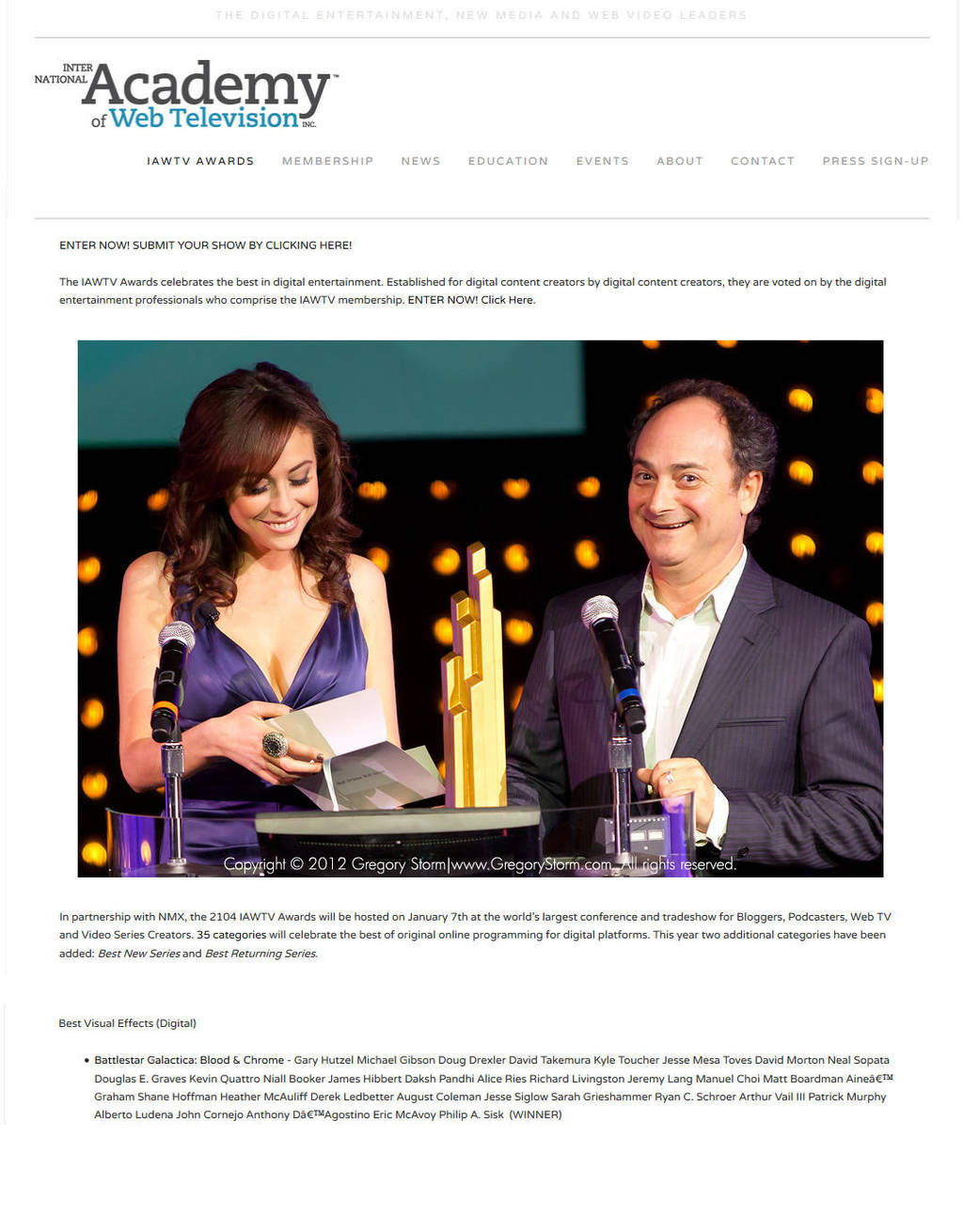 IAWTV Award 2014 for VFX for BSG:Blood and Chrome by Casperium