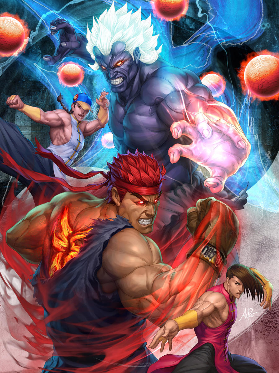Oni Akuma and Evil Ryu by Artgerm