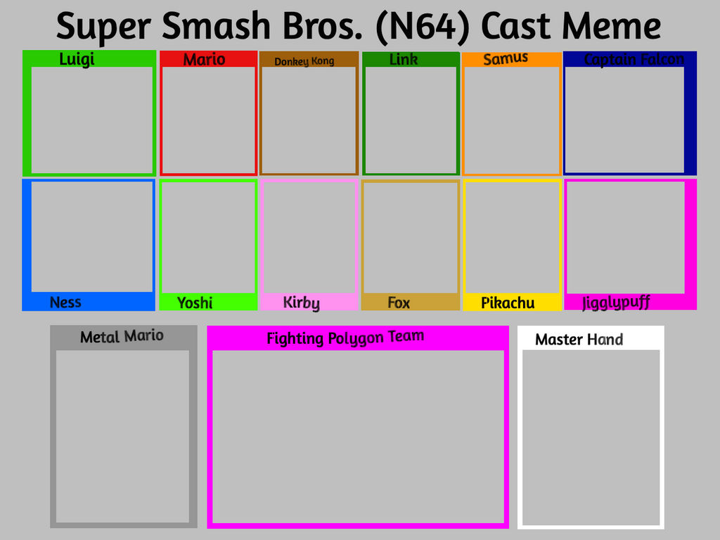 Super Smash Bros. Cast Meme Template (FREETOUSE) by MegaToon1234 on DeviantArt