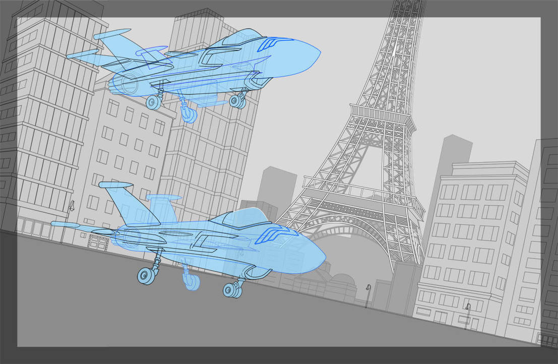 Gotham with Invisible Jet, Eiffel Tower by ultrapaul