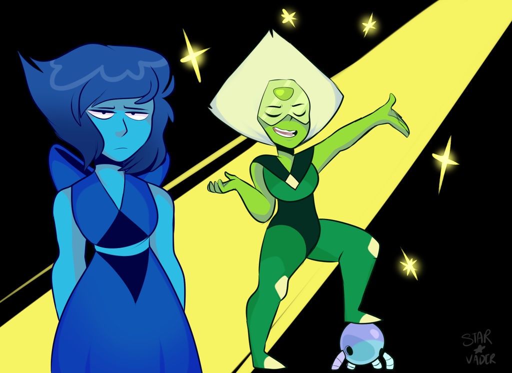 doodle who knows what peridot is babbling on about >_>  art (c) star-vader Lapis/Peridot-rebecca sugar