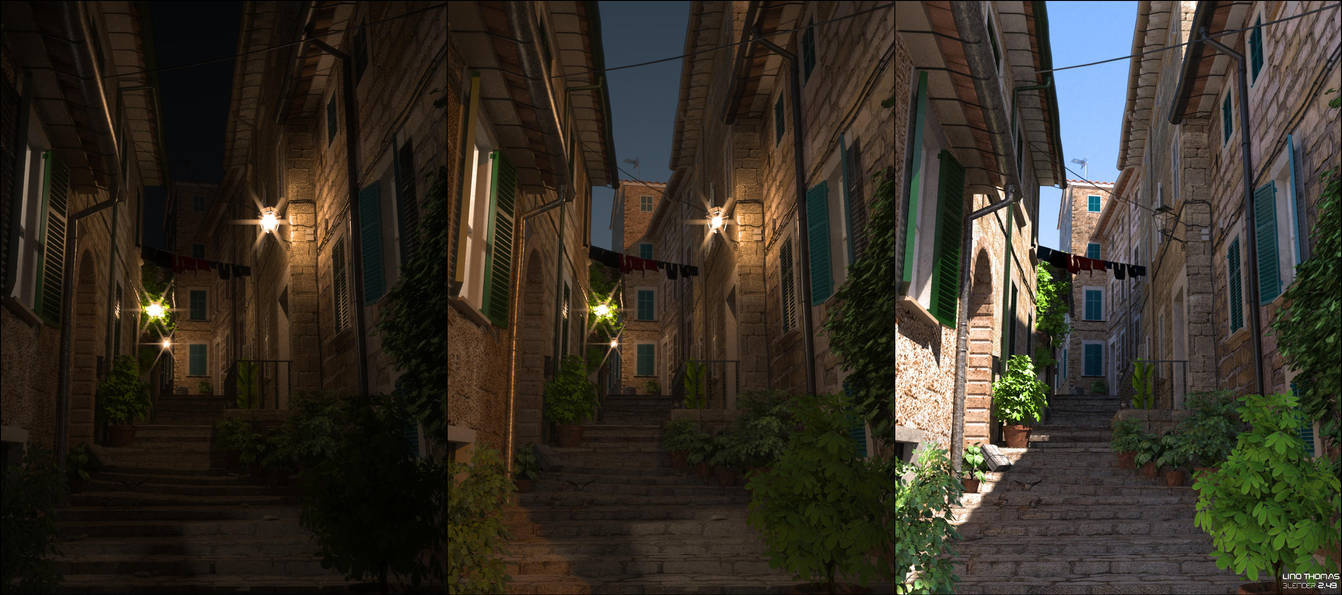 Narrow street -day 'n' night by Linolafett