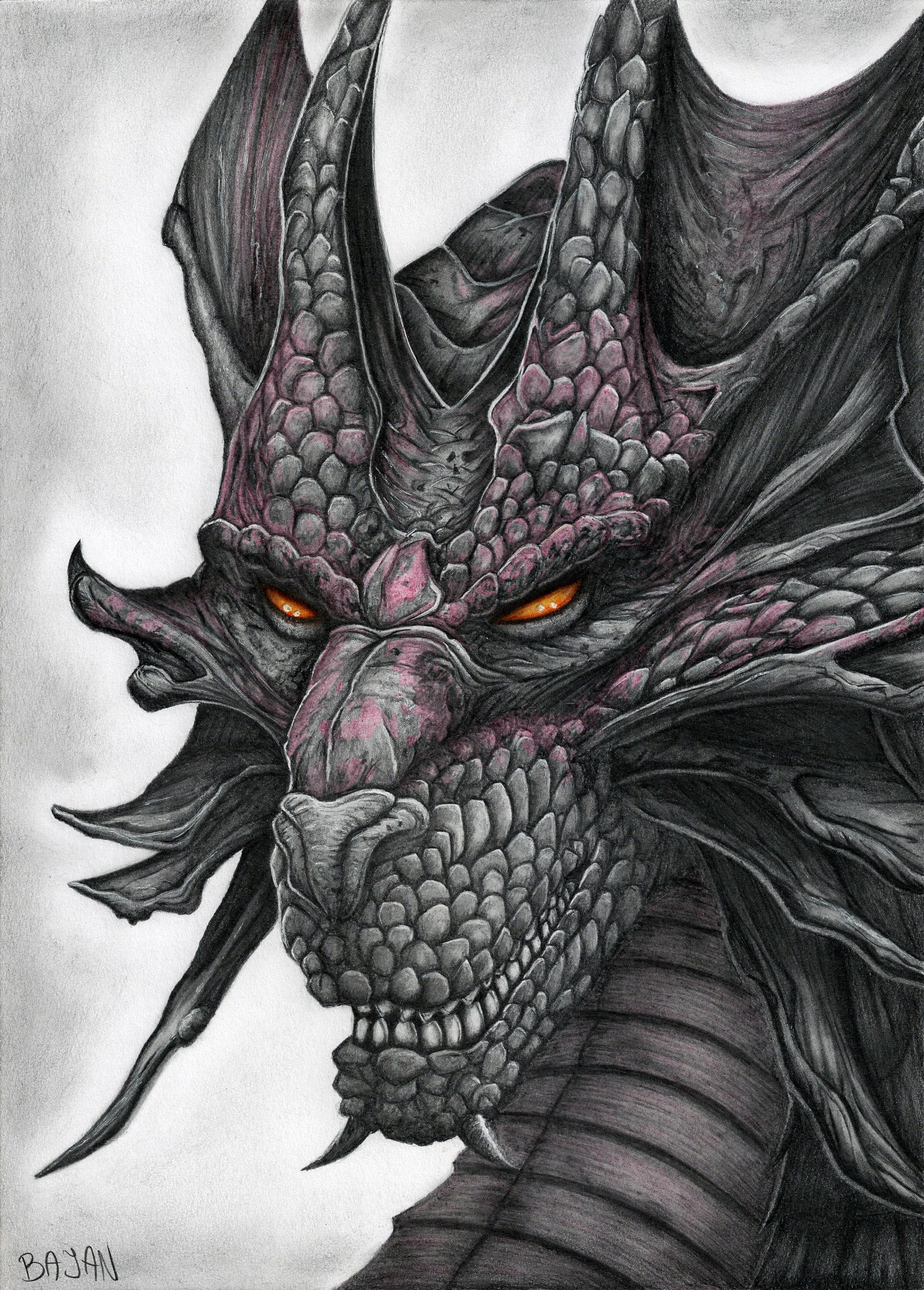 Dragon Drawing by Bajan-Art