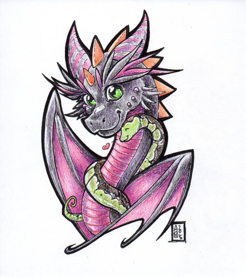 Dragon with Ball Python - Birthday Present by DandyAngelicaVannini