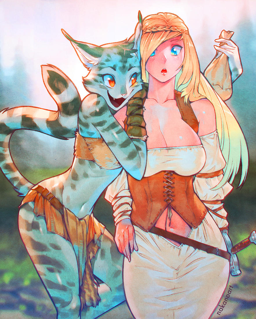 Skyrim: Khajiit Highway Robbery! by nakanoart