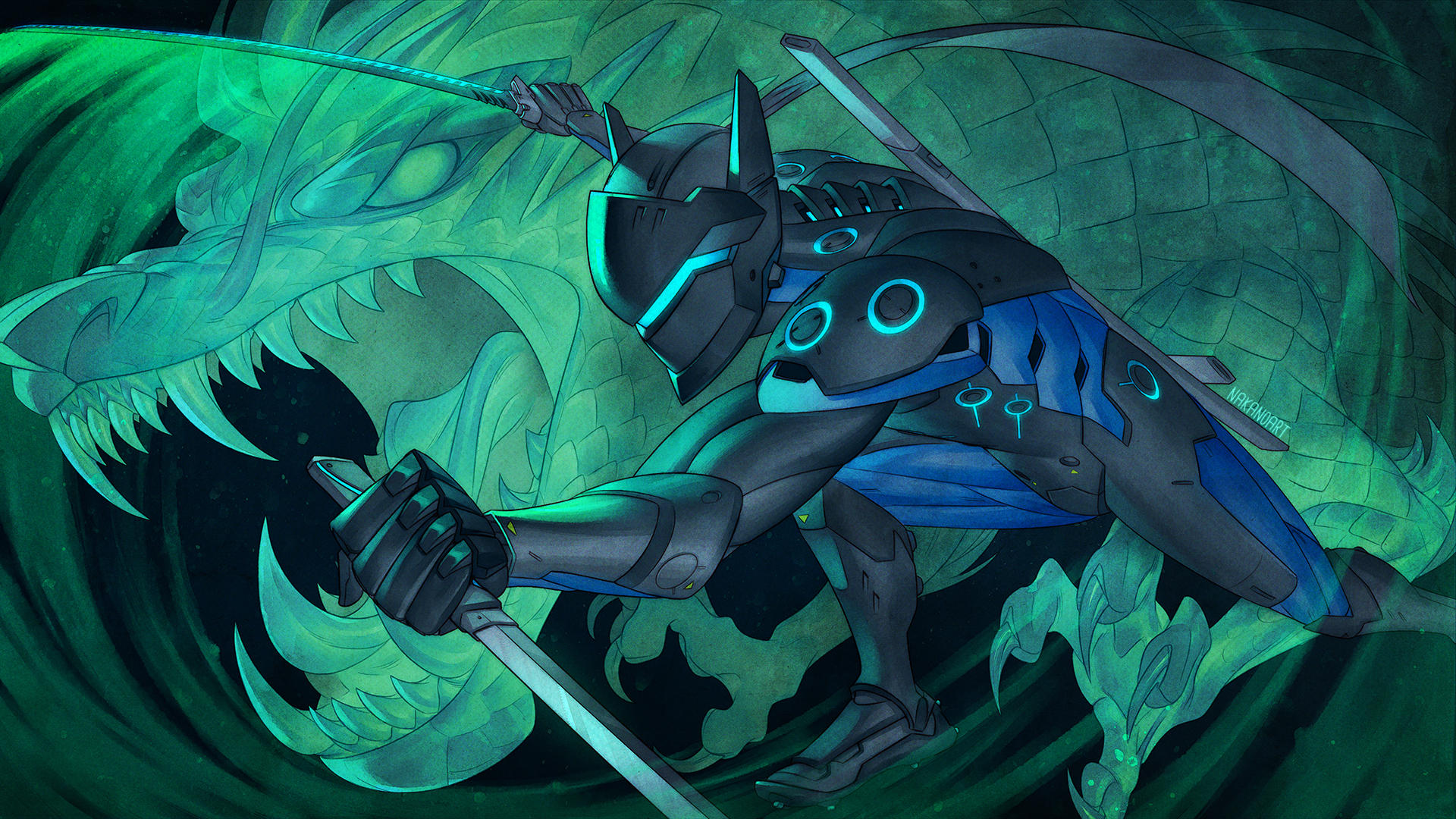 Overwatch Anniversary - Carbon Fiber Genji by nakanoart