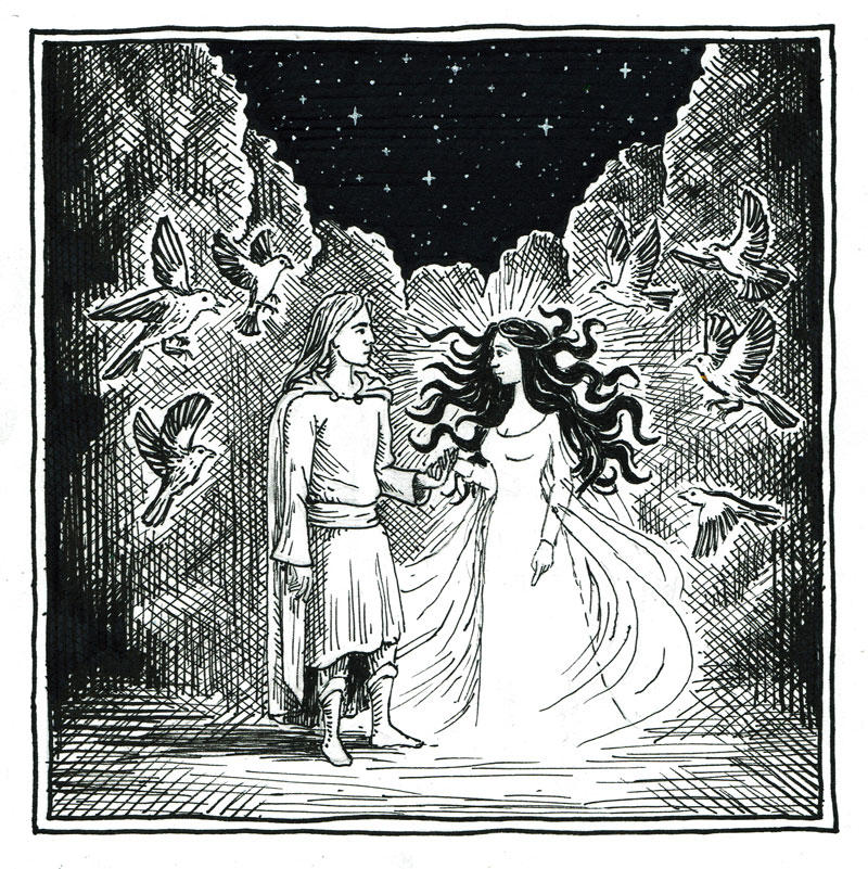The Meeting of Thingol and Melian (Inktober Day 4) by MatejCadil