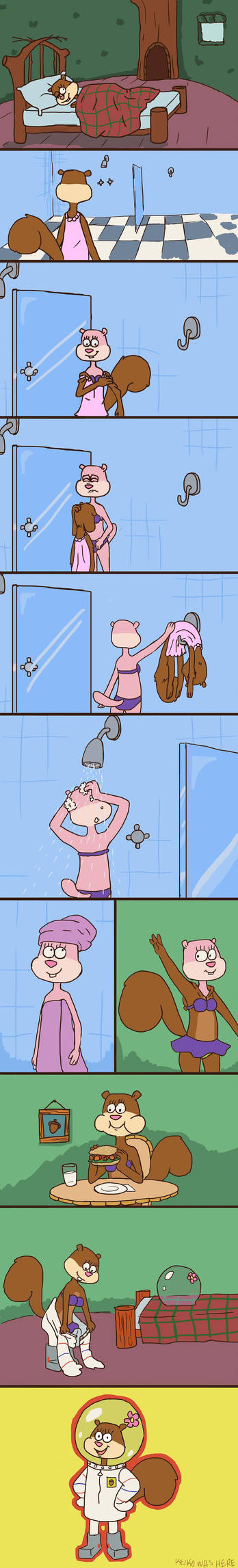 Sandy Cheeks morning routine - requets by KeikoWasHere on DeviantArt