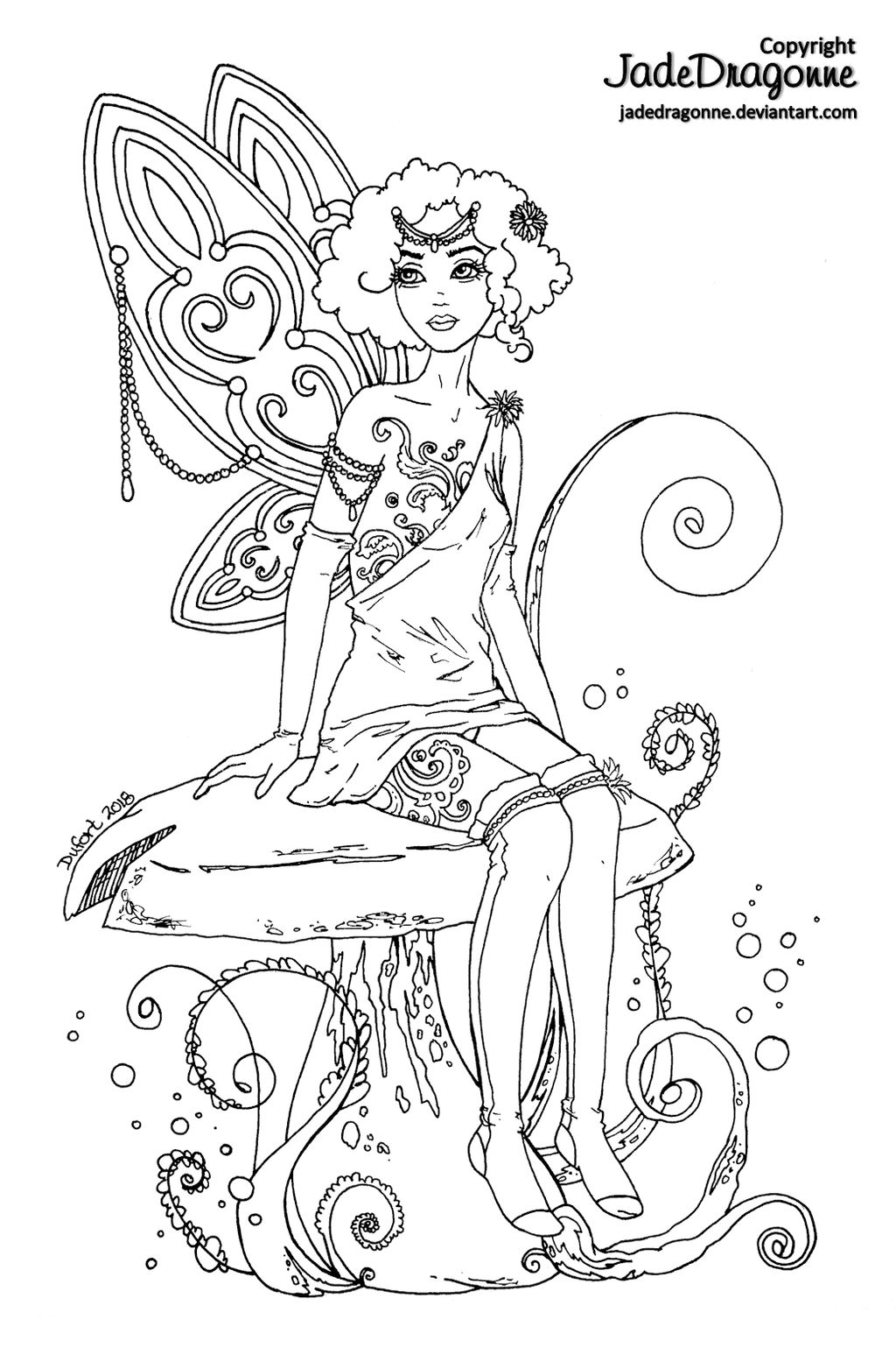 Fairy - Lineart by JadeDragonne