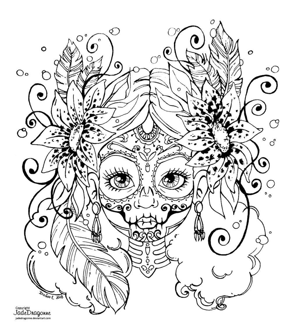 Dias de los muertos - Lineart by JadeDragonne