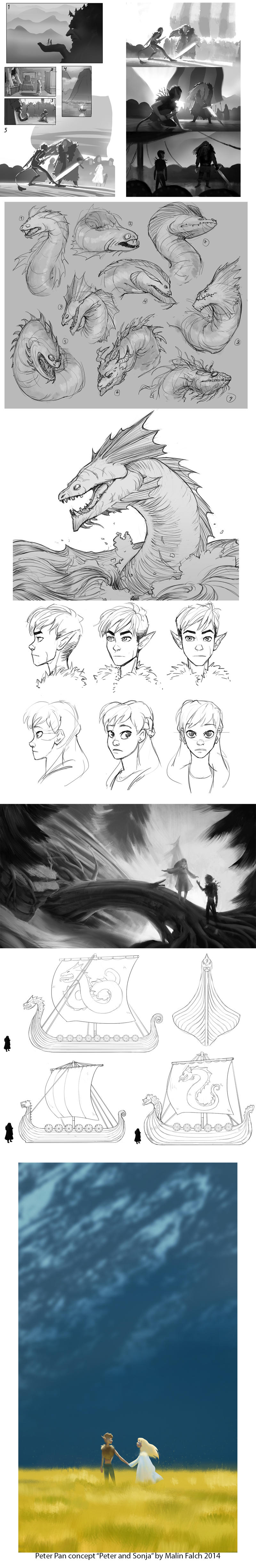 Peter Pan concept sketches by Detkef
