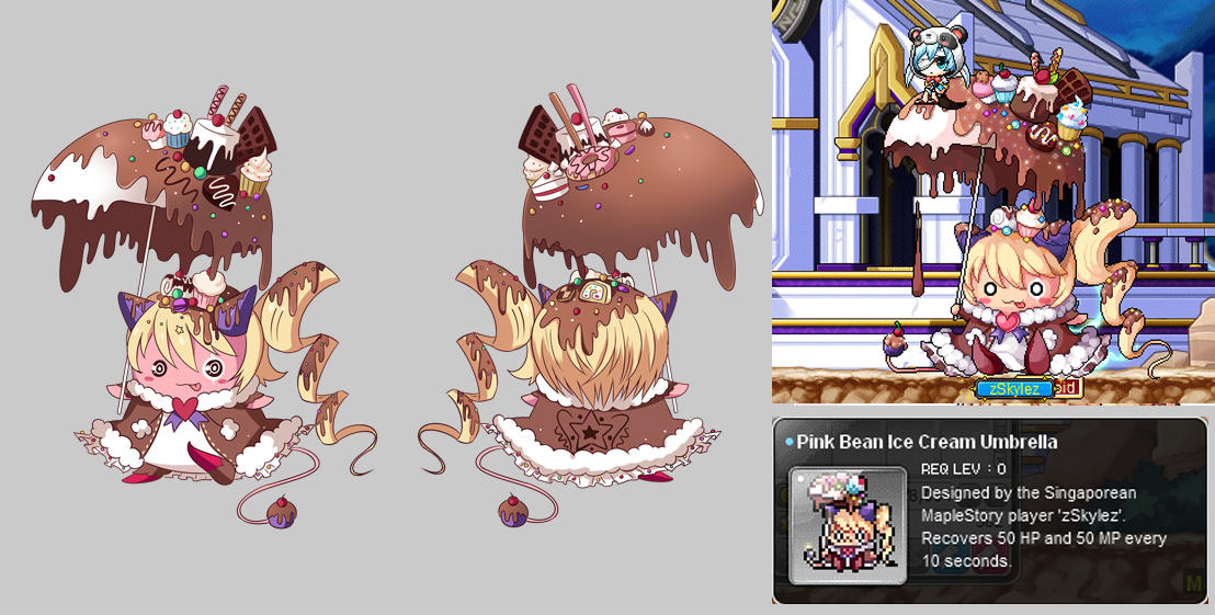 [Maplestory] Pink bean ice cream umbrella Chair by SakuraHikariz on