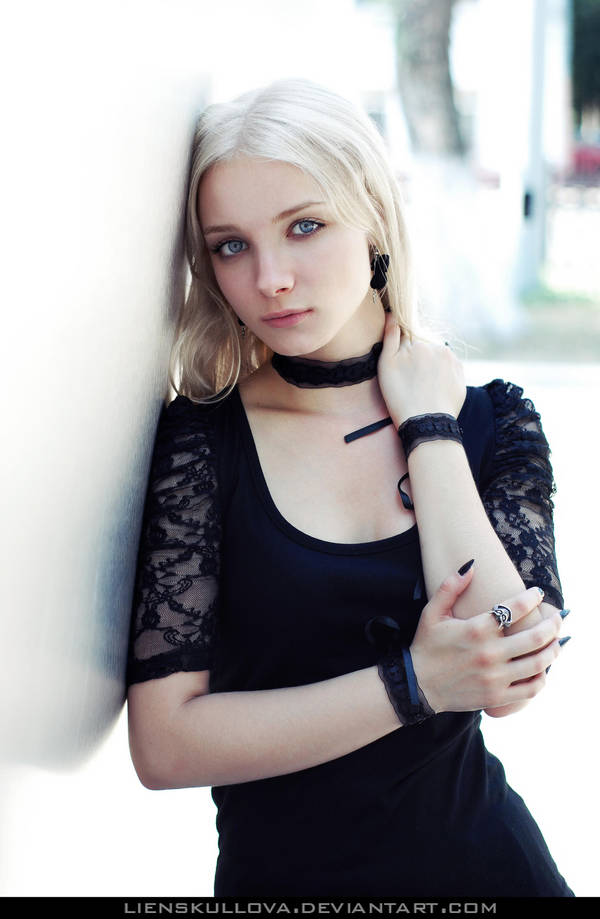 STOCK - Blonde in Black 01 by LienSkullova