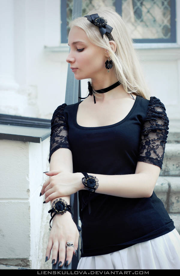 STOCK - Blonde in Black 05 by LienSkullova