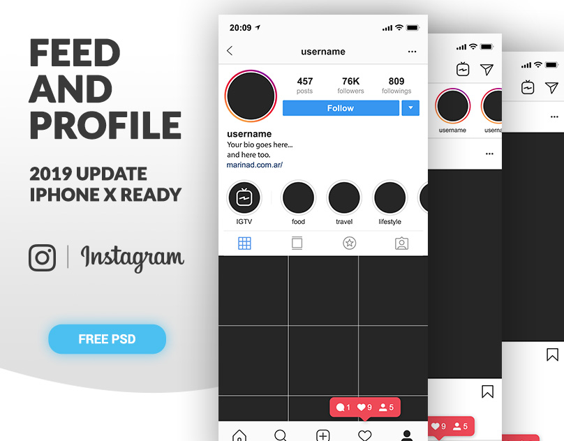 Download Instagram Complete Feed and Profile PSD UI by MarinaD on ...