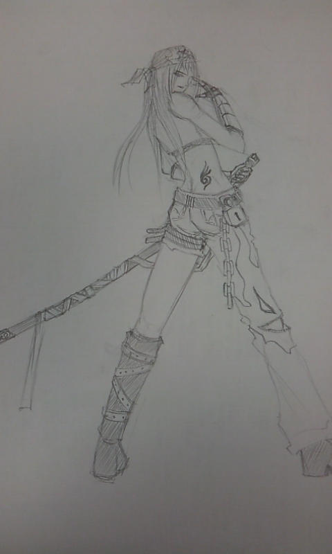 random girl with sword by xythe