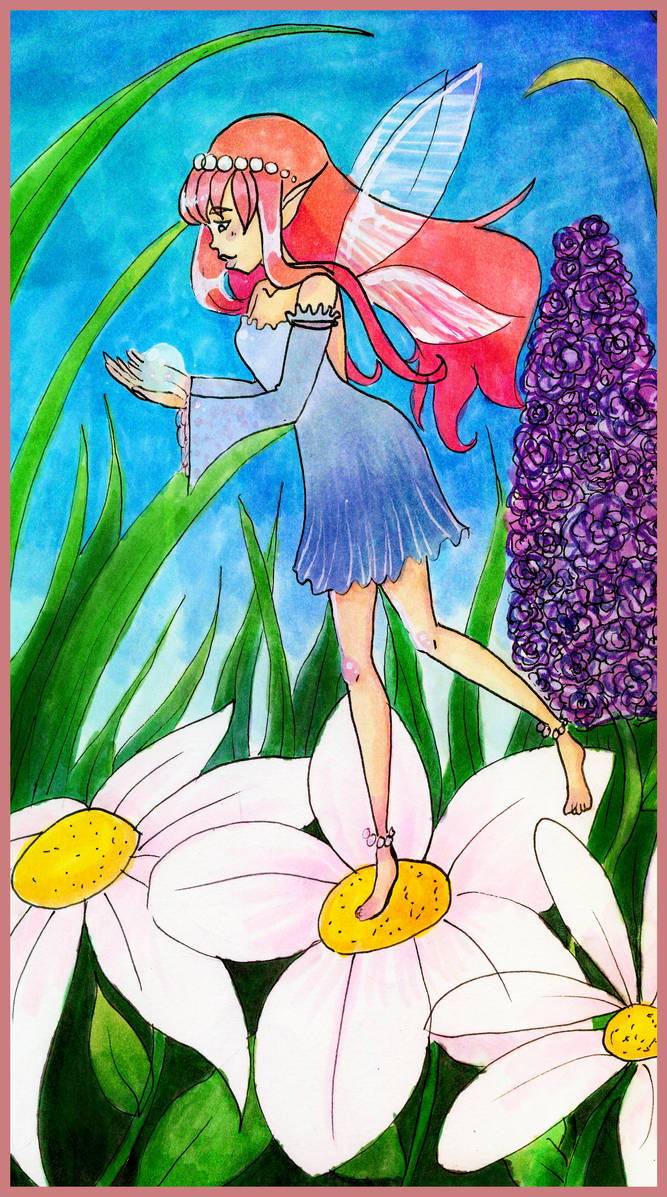 Faerie in the Flowers (Redraw!) by KearaLemon