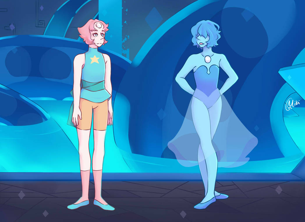 [SPOILER ALERT] A screenshot redraw from the newest episode of Steven Universe "Familiar" where Blue Pearl merely greeted Pearl, "Welcome back." It was challenging b/c I'm still no good at backgrou...