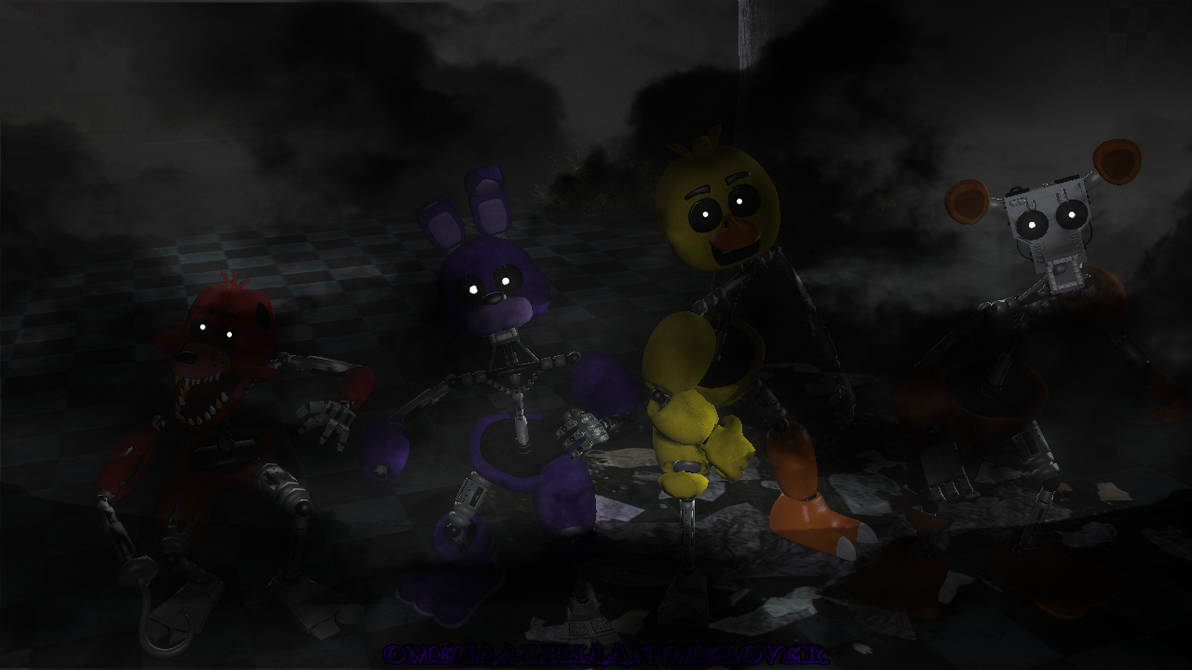 FNAF 1 Ignited animatronics (my version) (SFM) by OmegaAlphaAnimeLover