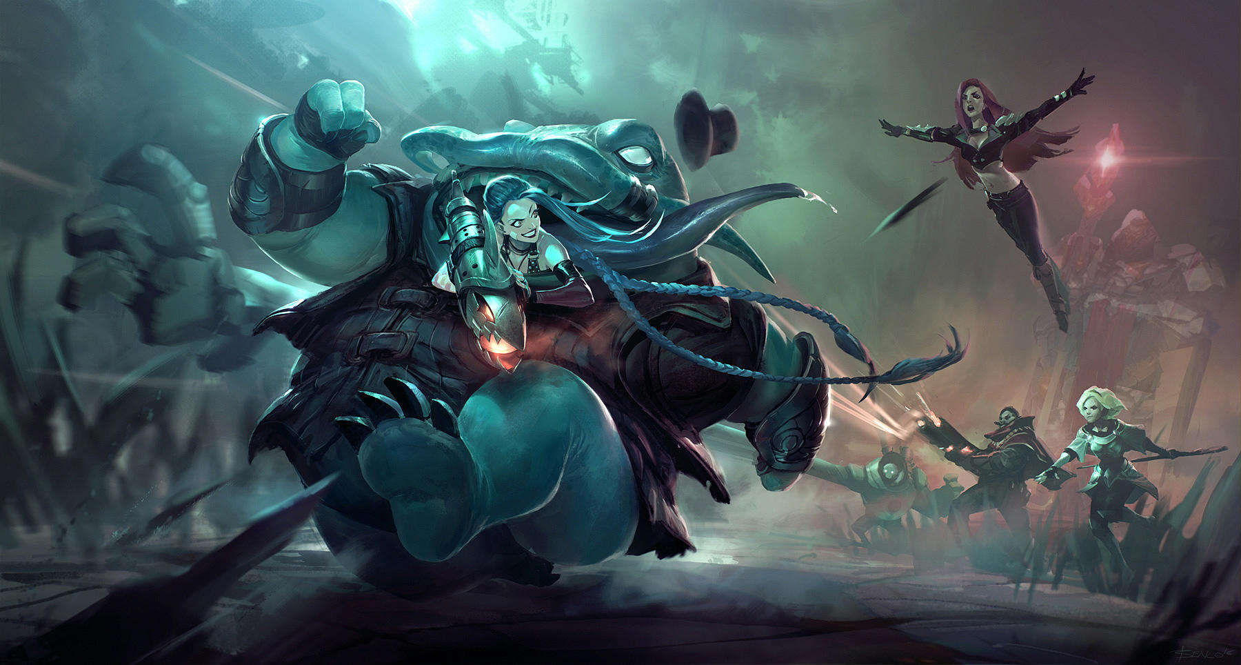 League of Legends Fan art - Tahm Kench Retreat!! by Benlo