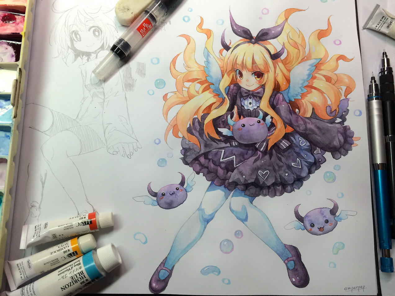 Watercolor Sketch for lovexparody by emperpep