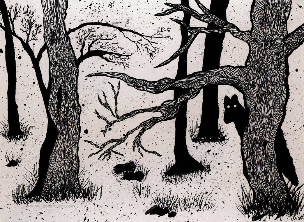 Werewoof In The Woods - Ink by leopardwolf