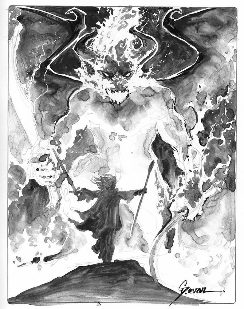 Balrog vs Gandalf Sketch by DanielGovar