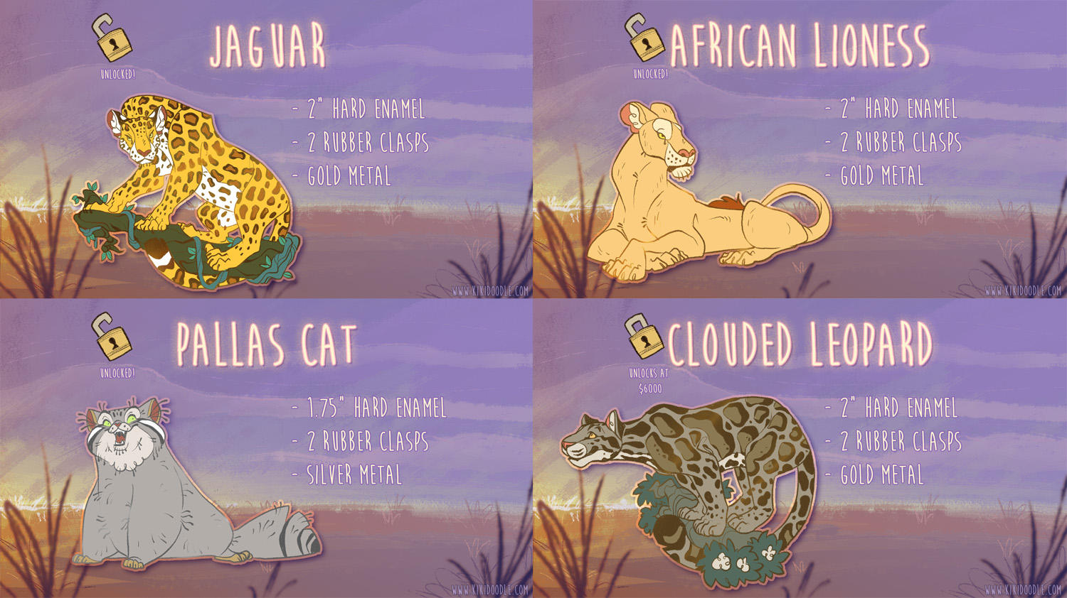 Big and Wild Cats Pin Kickstarter Update 1 by kiki-doodle