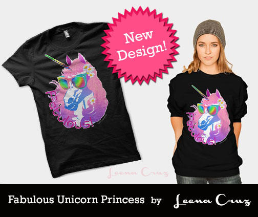 Fabulous Unicorn Princess T shirt by LeenaCruz