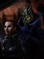 femshep + garrus by Nwalme