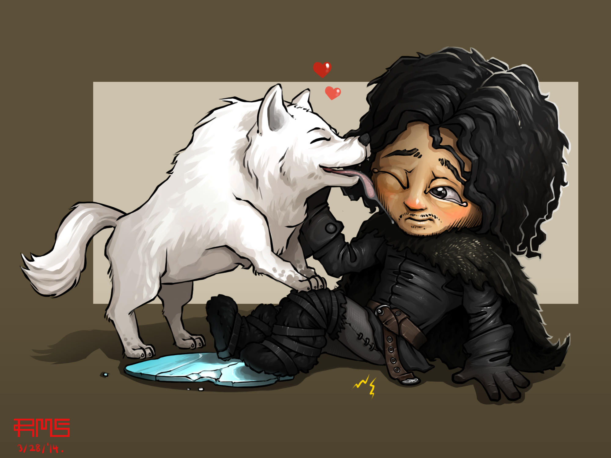 Chibi Jon Snow, feat. Ghost. by MakingPicsSlowly