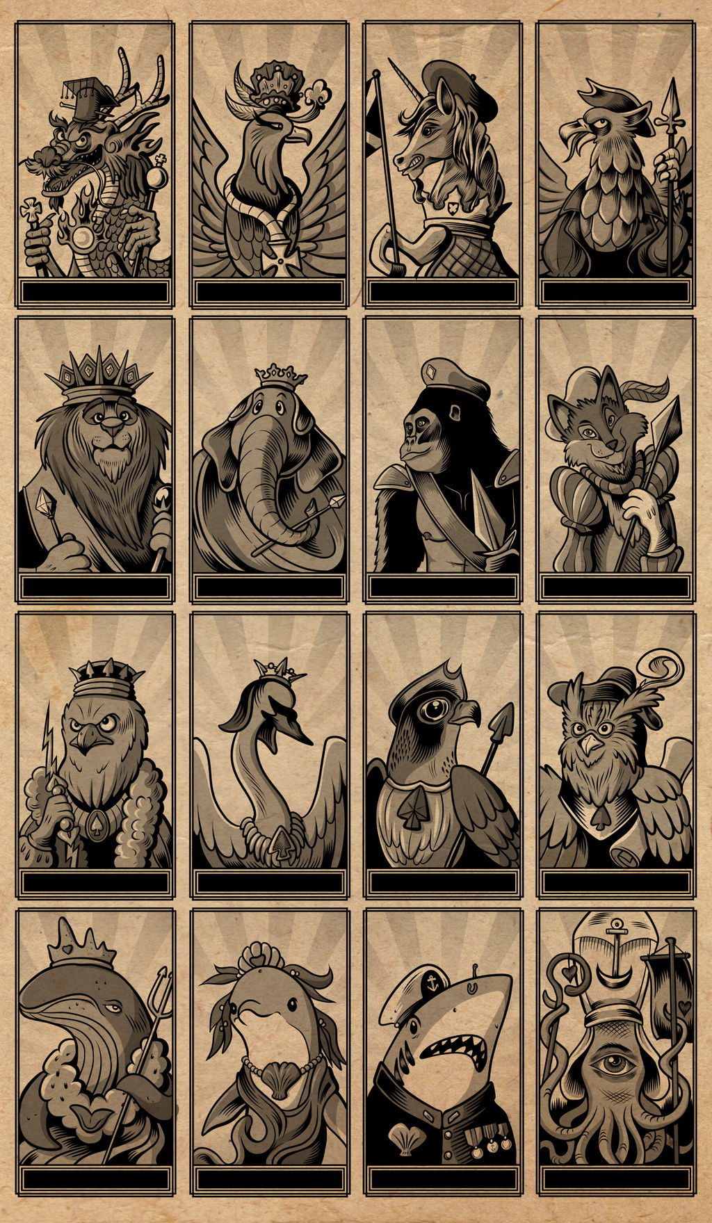 Animal Tarot Deck - Minor Arcana Royal Court Cards by SouthParkTaoist