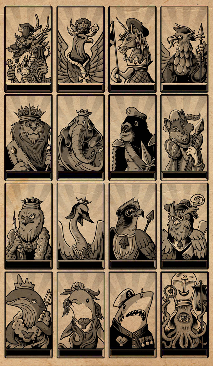 Animal Tarot Deck - Minor Arcana Royal Court Cards by SouthParkTaoist