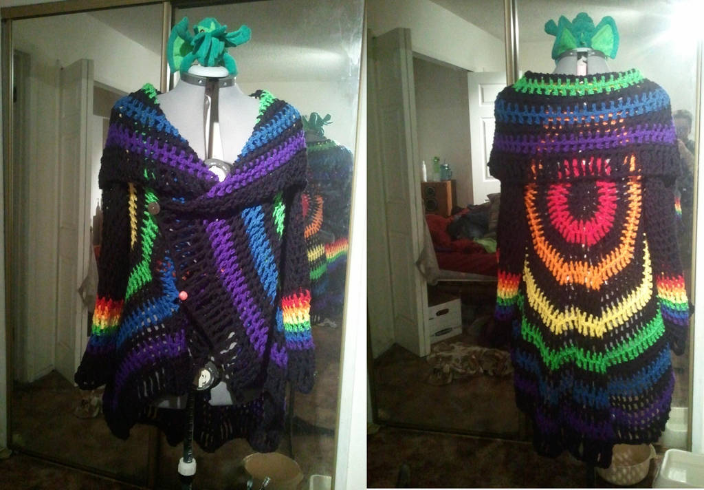 Custom Crochet Rainbow Circle Jacket by PlusOneCharisma